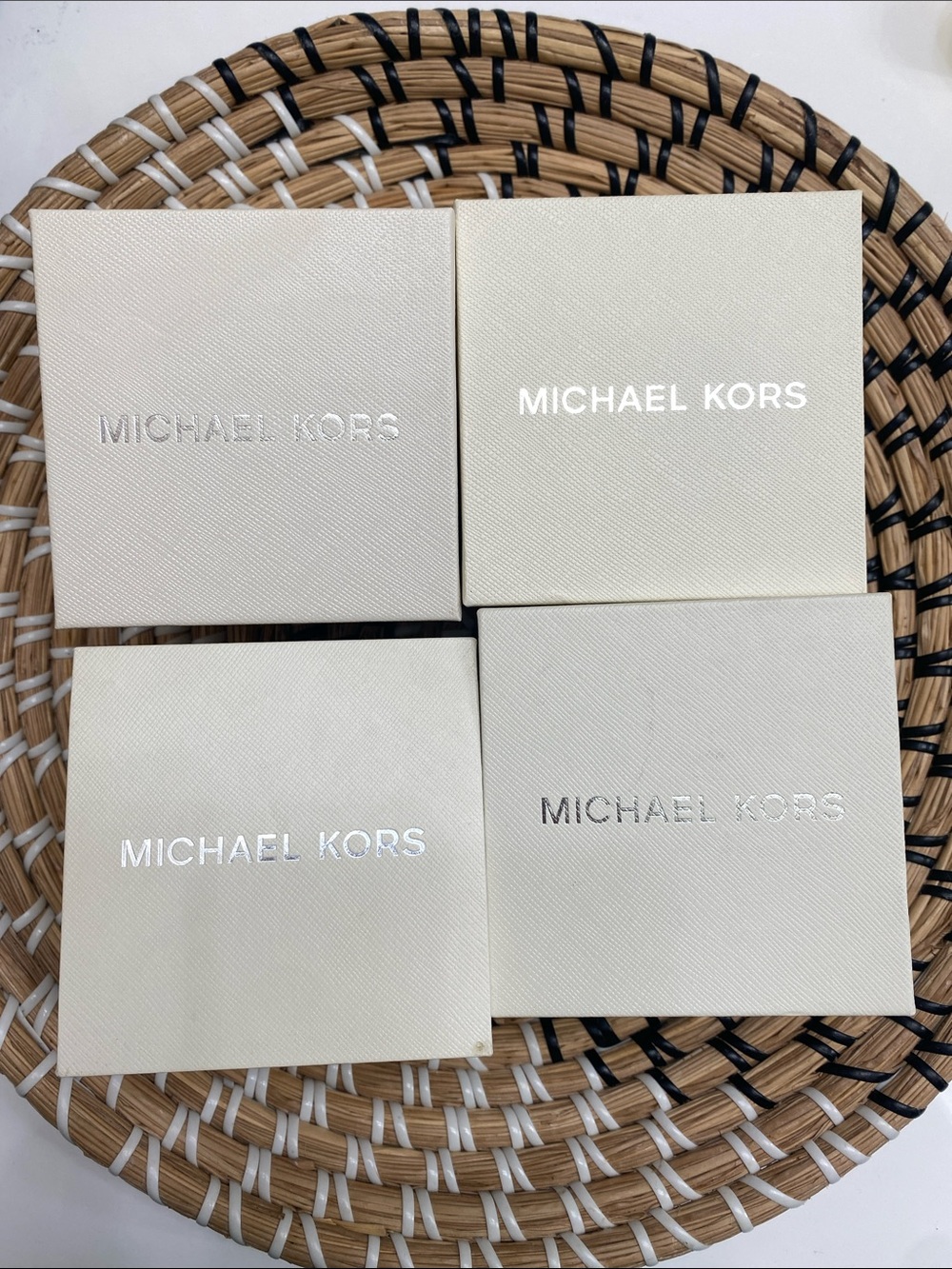 Set of 4 Michael Kors Cream / off white Jewelry Boxes